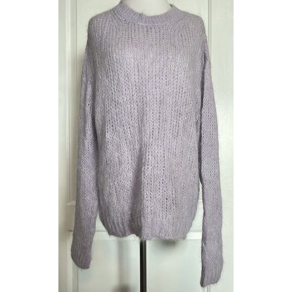FREE PEOPLE Alpaca Wool Knit Pullover Sweater Lavender Purple Designer Slouchy M - Picture 2 of 9